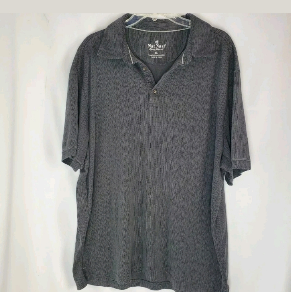 Nat Nast XL Polo Shirt Dark Gray Button Front Coll